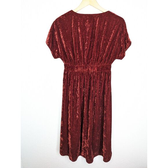 Cabi Crushed Velvet Burgundy Grace Tribute Dress Sz XS Empire Waist Whimsygoth - Picture 3 of 9